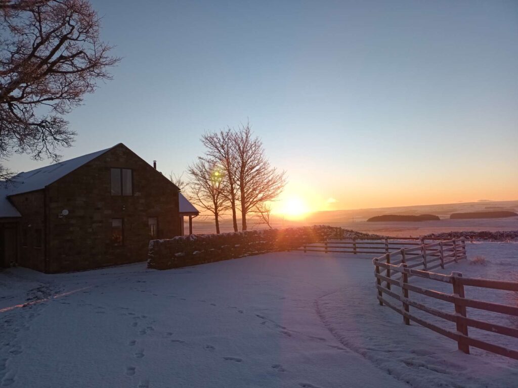 Sunrise over Vesta View on a snow covered landscape