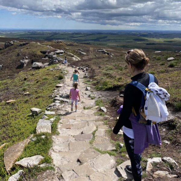 People walking in the Simonside Hills