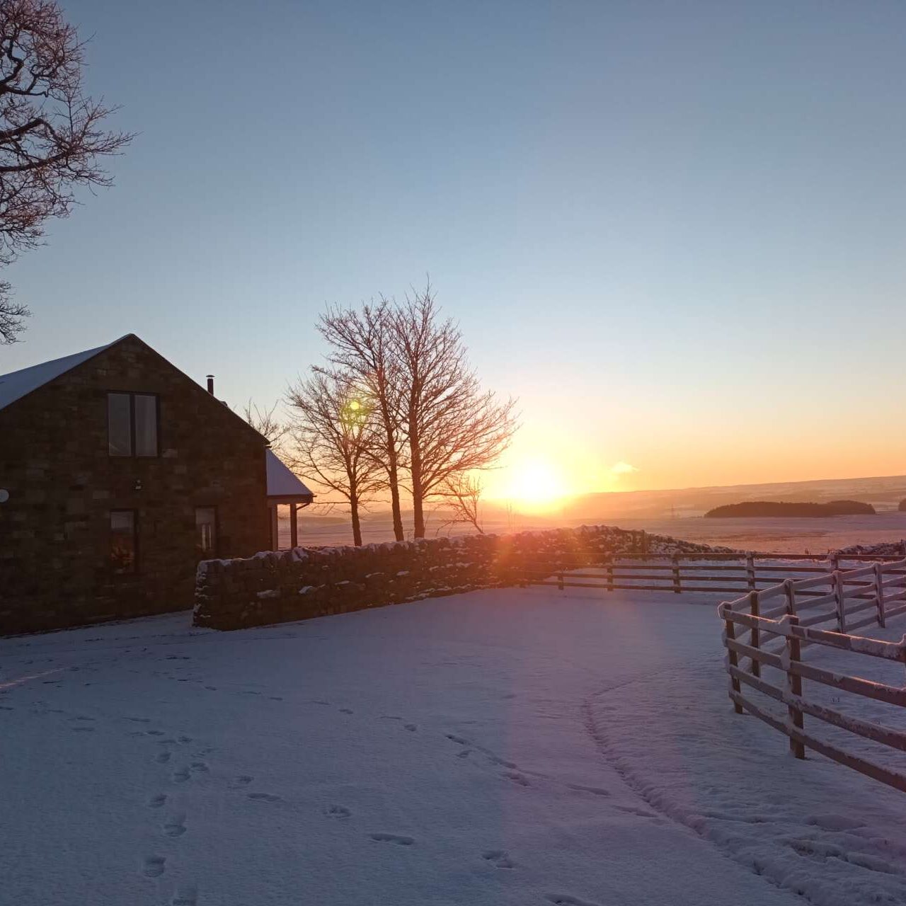 Sunrise over Vesta View on a snow covered landscape